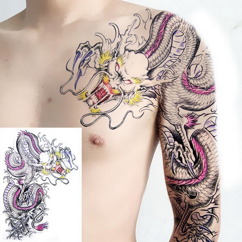 Waterproof Temporary Full Arm Tattoos Men Women Cool Leg Art Black