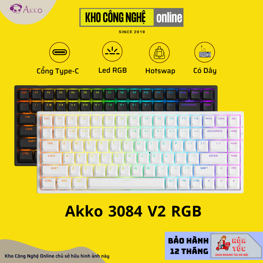 Bàn Phím Cơ AKKO 3084 v2 RGB (Foam tiêu âm / Hotswap / AKKO CS Jelly switch)