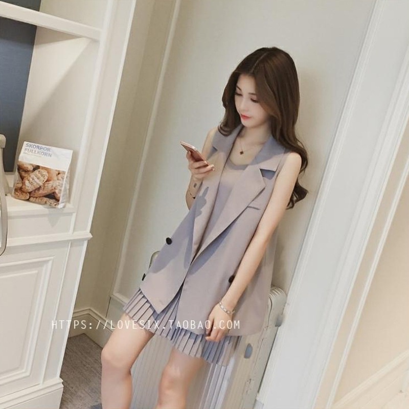 SET ĐẦM HAI DÂY KÈM ÁO KHOÁC VEST