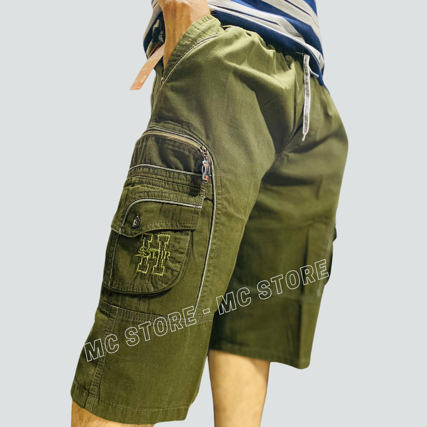 Freeship Quần Short Kaki Túi Hộp Lưng Thun Lua Co Giãn Cao Cấp