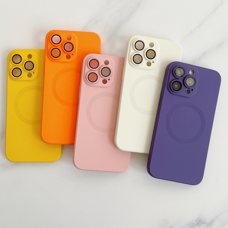 ALIGO Shockproof Magnetic Silicone Soft Phone Case Cover Simplicity Solid Color Protection Phone Shell For iPhone 15 Plus 14 13 12 Pro Max 11