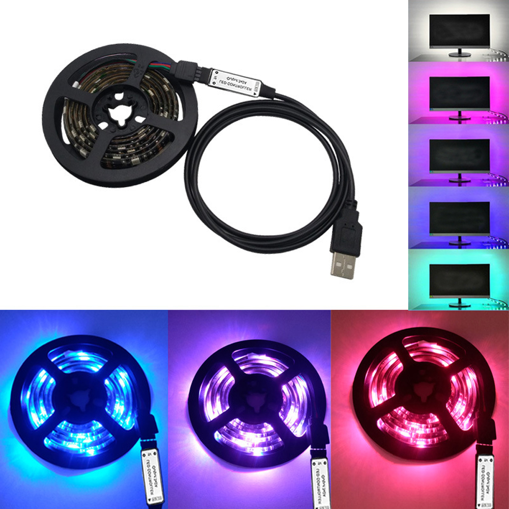 Dc%205v%205050%20Rgb%20Led%20Strip%20Usb%20Power%20Remote%20Control%205m%2010m%20Lights%20Tape%20Tv%20Backlights%20Holiday%20Decoration%200.5/1/2/3m%20Black%20-%20Image%207