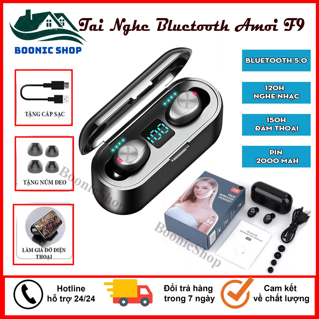 Tai nghe bluetooth tws f9 bản quốc tế cảm biến - tai nghe không dây chính hãng kiêm sạc dự phòng