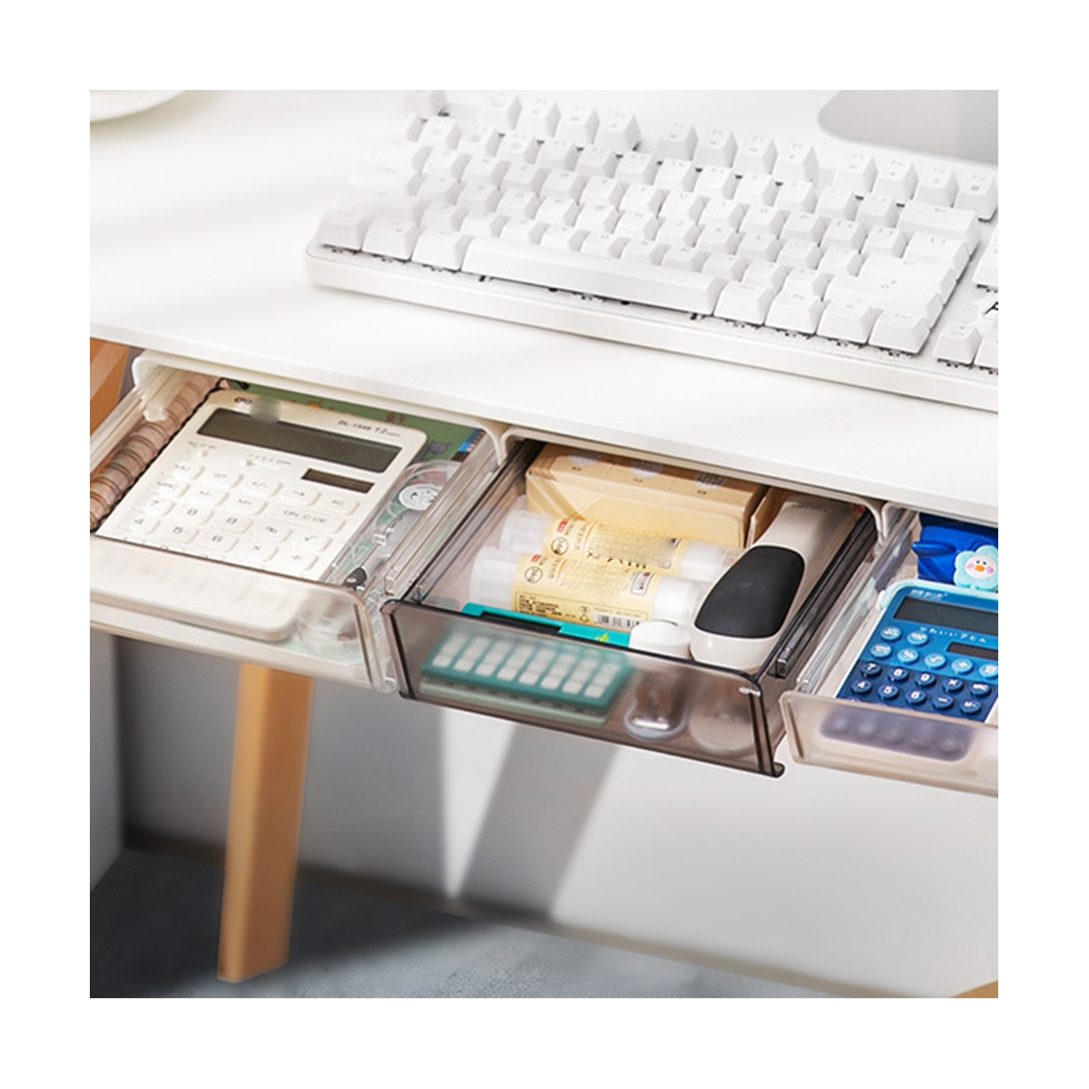 Under Desk Drawer Organizer No-Punch Strong Under Table Storage Box Grocery Storage