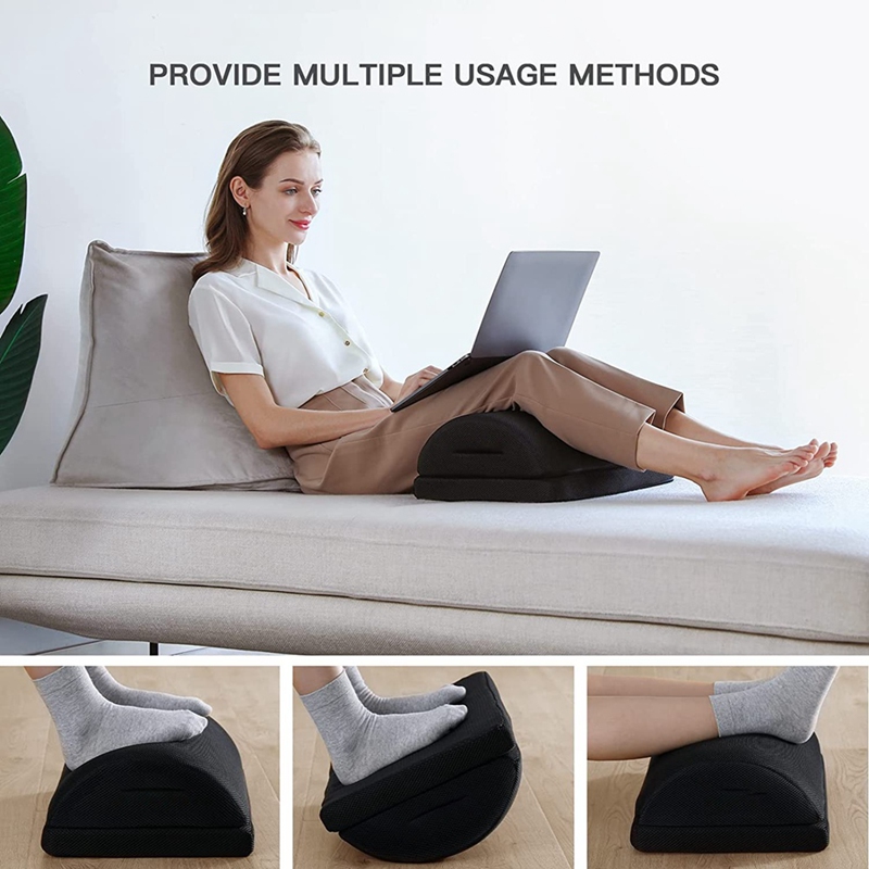1 PCS Foot Rest Under the Work Desk, Black Double-Layer Adjustable Footstool Suitable for Office