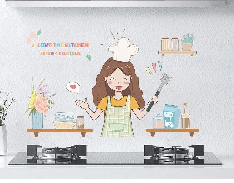 Decal dán bếp chống dầu mỡ cách nhiệt Love The Kitchen