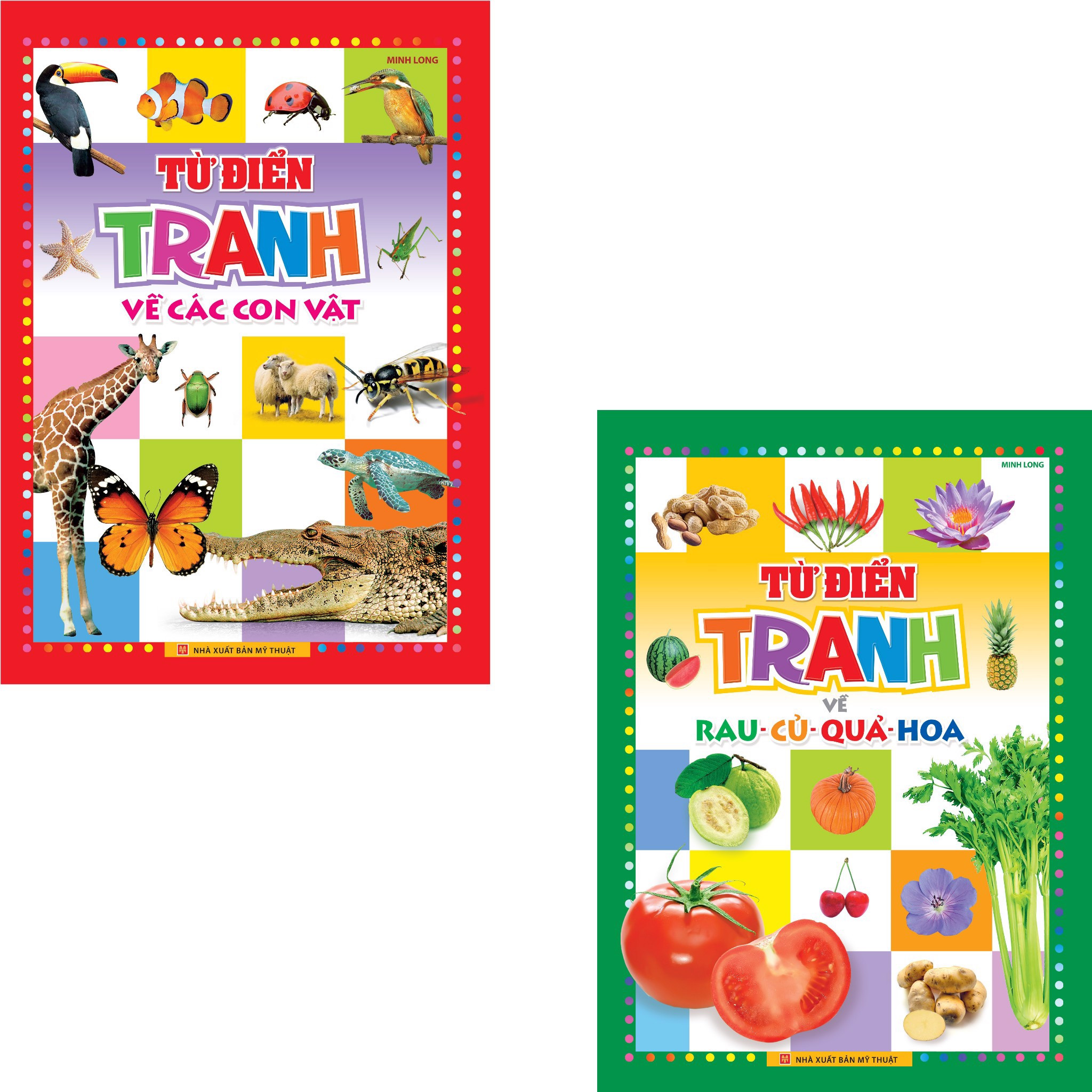 Sách: combo : từ điển tranh về rau - củ - quả - hoa + từ điển tranh về các con vật