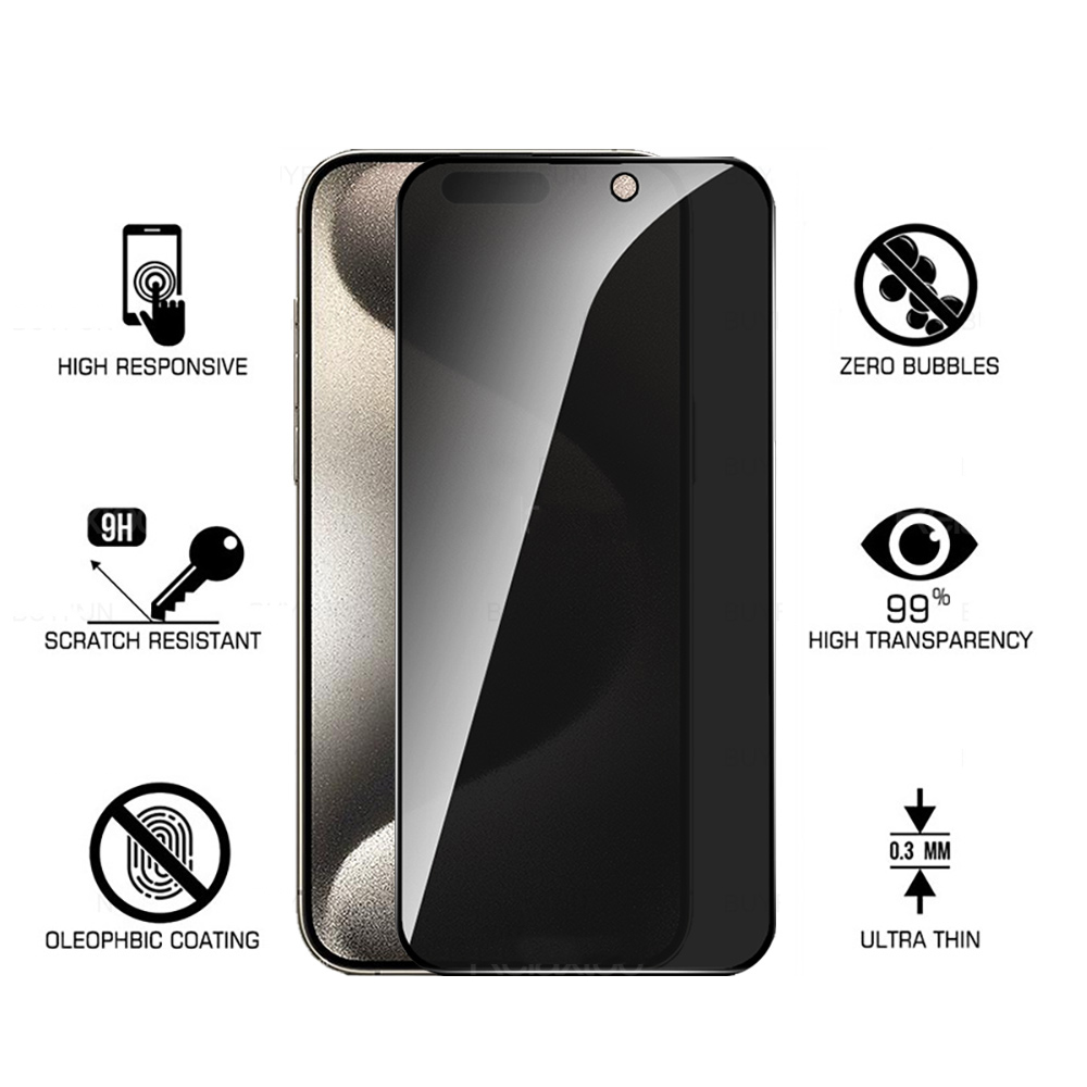 2in1 Privacy Tempered Glass For iPhone 15 Pro Max Camera Lens Protector iPhone 15 Plus iPhone 15 Pro iPhone 15 15Pro 15Plus 15ProMax Anti-Peep Glass