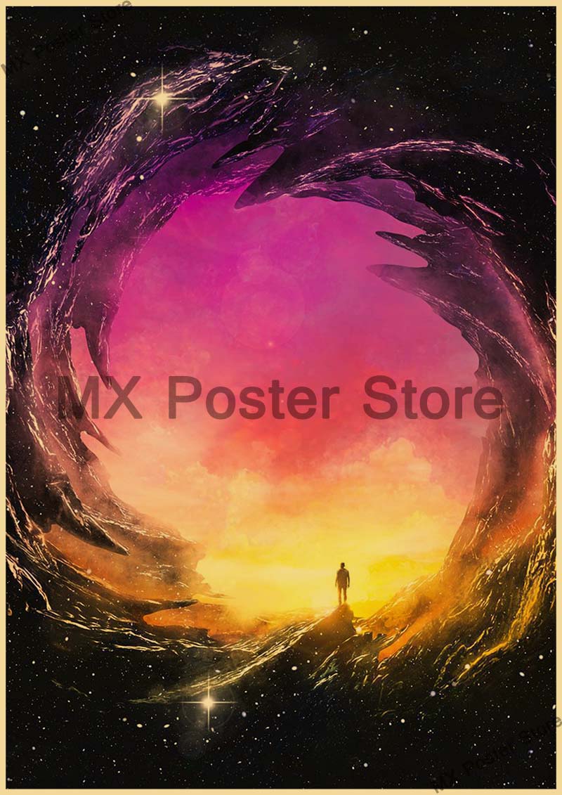 The Art of The Outer Space Posters Retro Kraft Paper Abstract Solar System Poster Home Decor Living Room Bar Wall Art Paintings 42x30cm