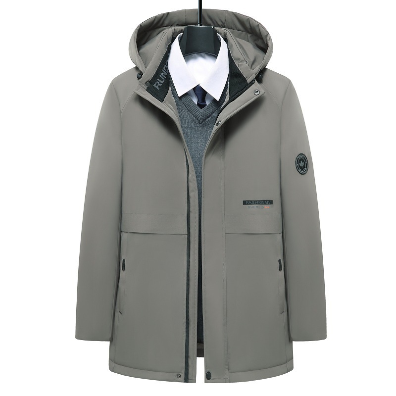 Winter mid length for middle-aged and elderly light business coat, thickened down jacket, high-quality men's cotton jacket DOWN JACKETS