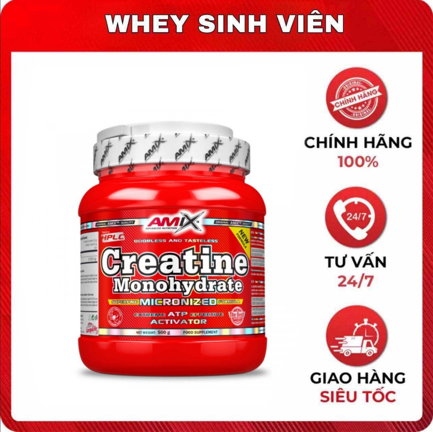 Bột bổ trợ tăng sức mạnh Amix Creatine Monohydrate Powder Chính Hãng 500g