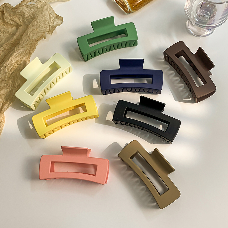 Large Matte Rectangular Solid Color Hairpin Women's Korean Elegant Simple Versatile Disc Hair Shark Clip Hair Accessories