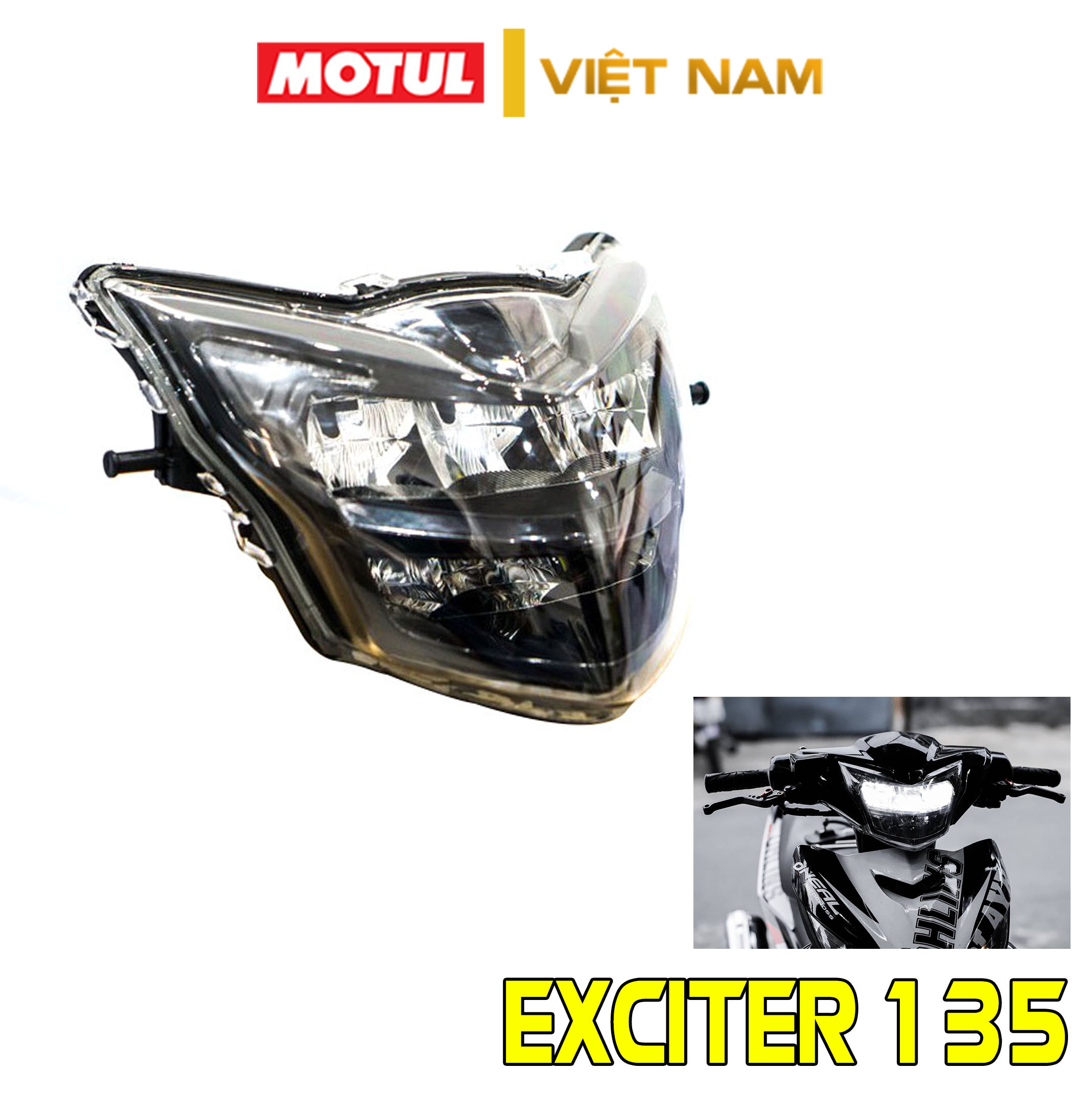 Chóa đèn exciter 135 2011-2014, đèn pha led ex 135 2 tầng siêu sáng zhi.pat chính hãng - bảo hành 2 năm
