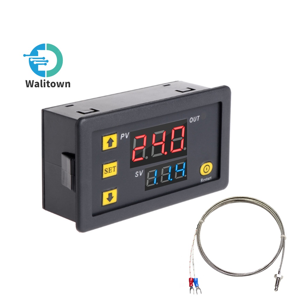 【Sleek】 W3230 AC110-220V/DC5V/DC12V/DC24V K-type thermocouple digital temperature controller -60 ° C~500 ° C red&blue display