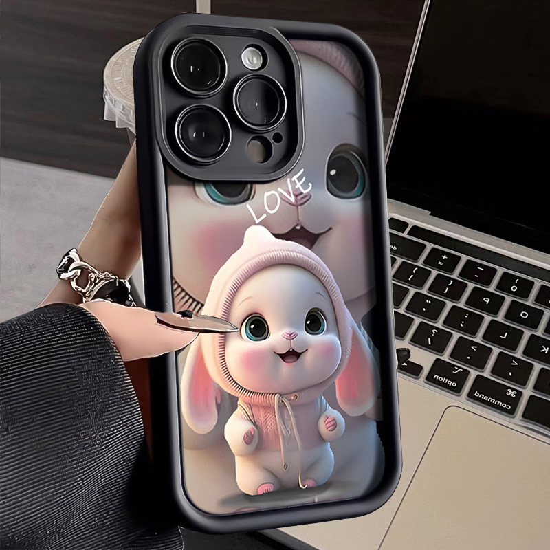 Dirty old man Fashion Lovely Pink Rabbit Phone Case For iPhone 15 14 13 Pro Max 12 11 Mini XR XS X 7 8 Plus SE2 Soft Silicone Shockproof Cover Shell. 