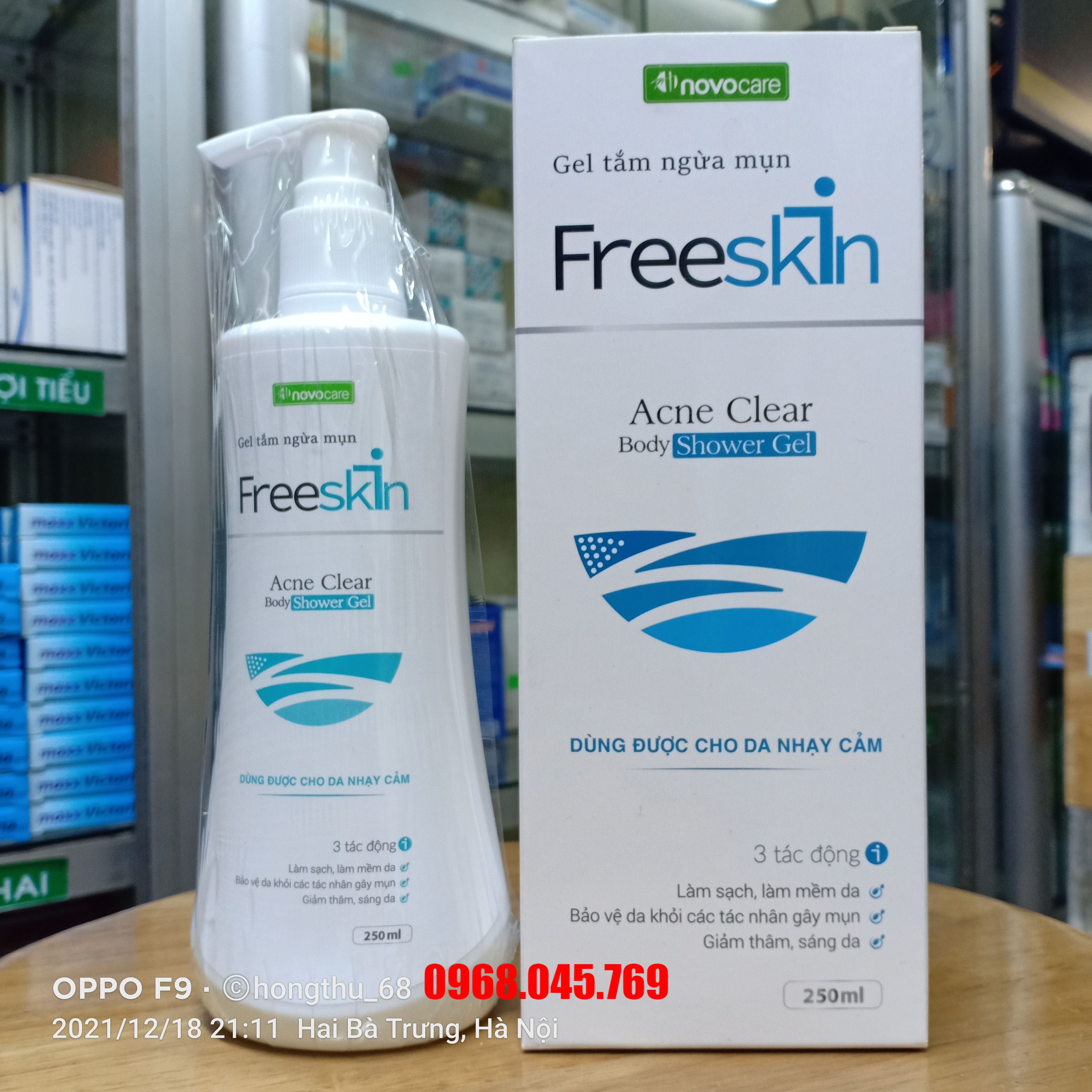 Combo ngừa mụn Freeskin / Gel tắm Freeskin /novolin - Sạch mụn, hết thâm - Tự tin vai trần