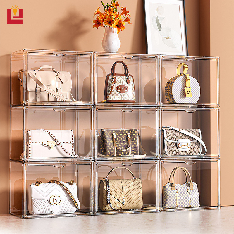 YONUO Extra large fully transparent bag storage box, high boots, backpack display box, model figurine cabinet, doll storage box