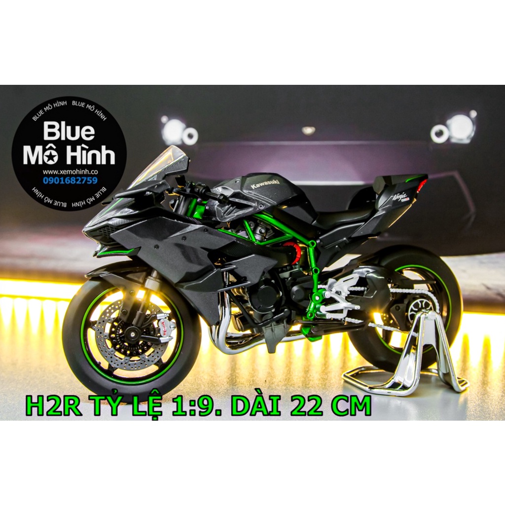 Xe mô hình mô tô Kawasaki Ninja H2R H2 phiên bản sáng đèn 1:9 a