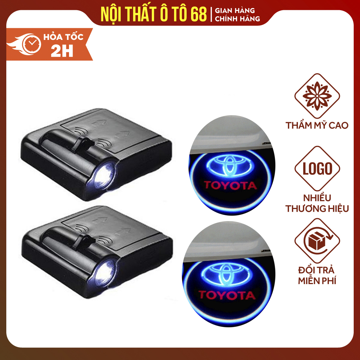 Đèn cảnh báo mở cửa chiếu Logo,  thương hiệu TOYOTA