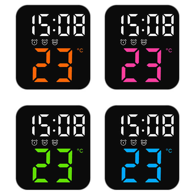 Led Electronic Digital Alarm Clock With Temperature Time Date Display 2 Levels Adjustable Brightness Bedside Clock For Home Decor