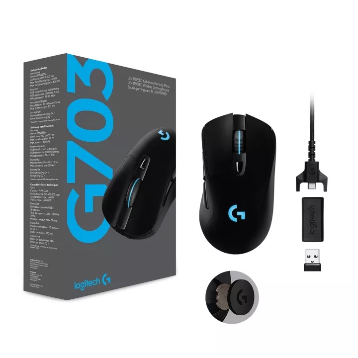 Chuột gaming không dây logitech g703 hero lightspeed wireless gaming rgb led siêu nhạy cao cấp