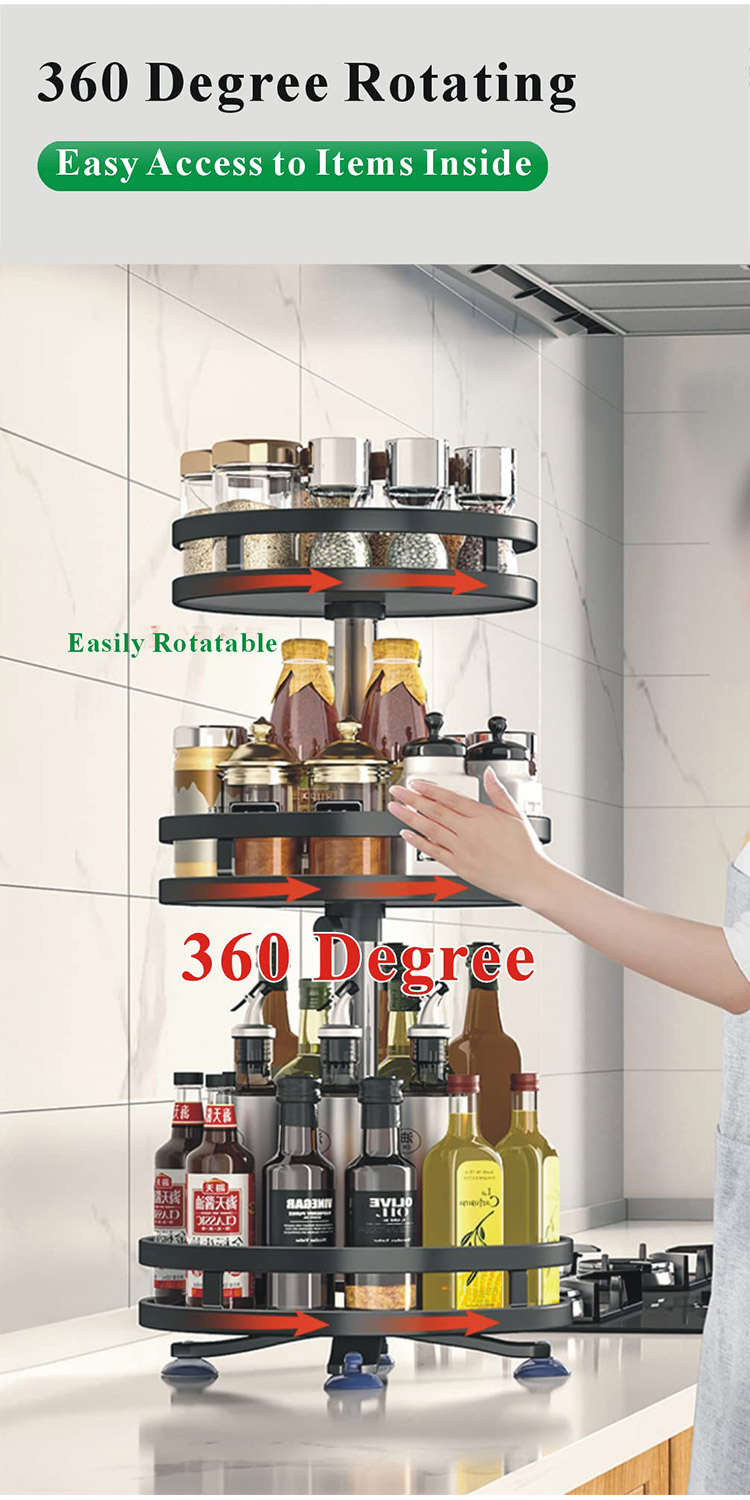 XINLANYASHE [Miễn Phí Vận Chuyển]Countertop Xoay Giá gia vị phòng tắm mỹ phẩm giá lưu trữ nhiều lớp lưu trữ nhà bếp Xoay Giá gia vị