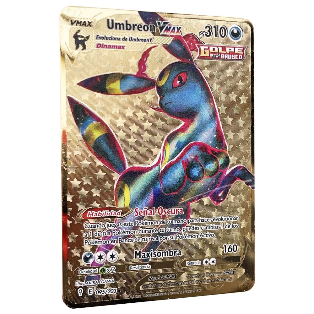 【Trick or Treat Alliance Mall】Umbreon Vmax Pokemon Cards in Spanish Iron Pokmo Letters Kids Game Collection Cards ESPAÑOL Toys Rainbow