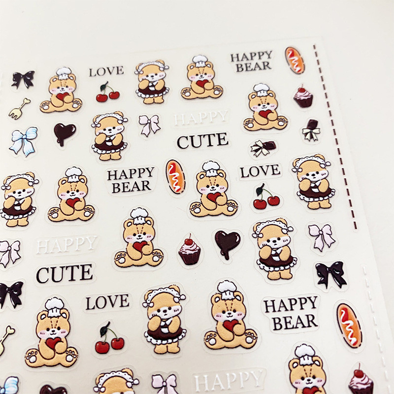 Sticker Lụa Nổi 5D | Hoạt Hình Đáng Yêu | Hình Dán Móng Tay 5D-