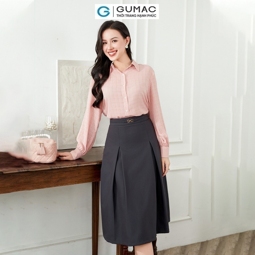 Áo sơ mi nữ bâu nhọn thời trang GUMAC AE01080