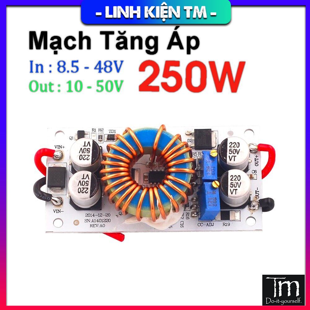 Mạch tăng áp boost 250w 10a pcb nhôm có chỉnh dòng