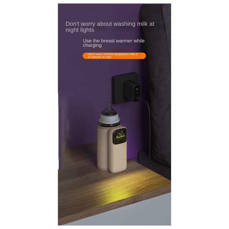 1Set Bottle Heating Jacket 6Levels Adjustment Temperature Display Bottle Heater Portable Baby Bottle Heater 6000Amh C