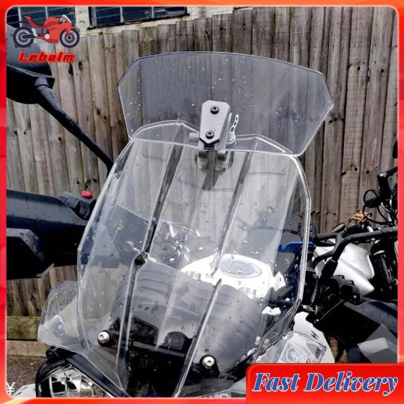 Lebalm【ready stock】Universal Motorcycle Windshield Extension Heightened Airflow Adjustable Windscreen Wind Deflector With Bracket