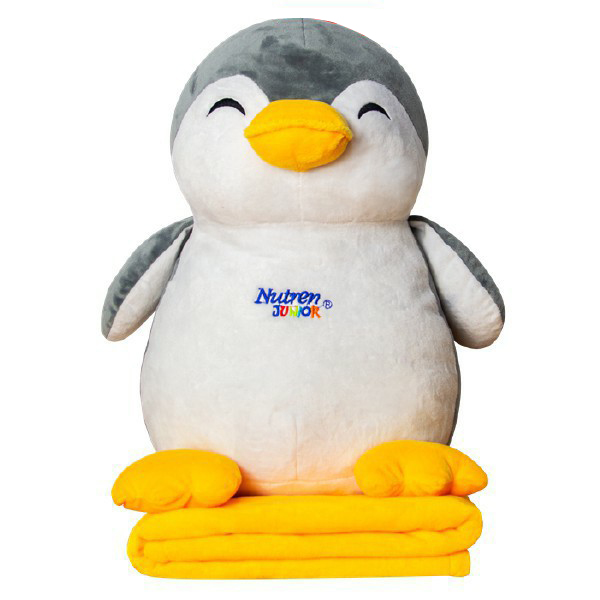 Gối mền chim cánh cụt 2in1 thú bông chim cánh cụt có mền chất vải miniso siêu mịn, mền 80cm x 90cm