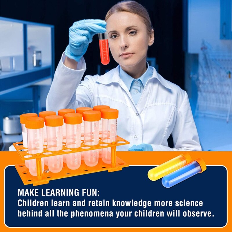2-12Pcs Primary Science Test Tubes With Stand Fine Motor Skill Tool Set Learning Tools For Kids Children Early Educational Toy
