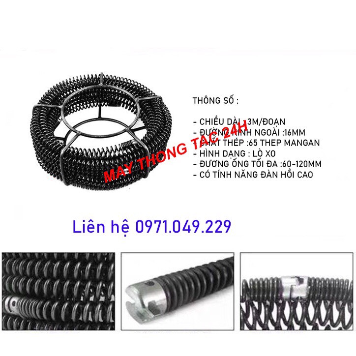 Dây thông tắc cống dùng máy khoan dài 3m