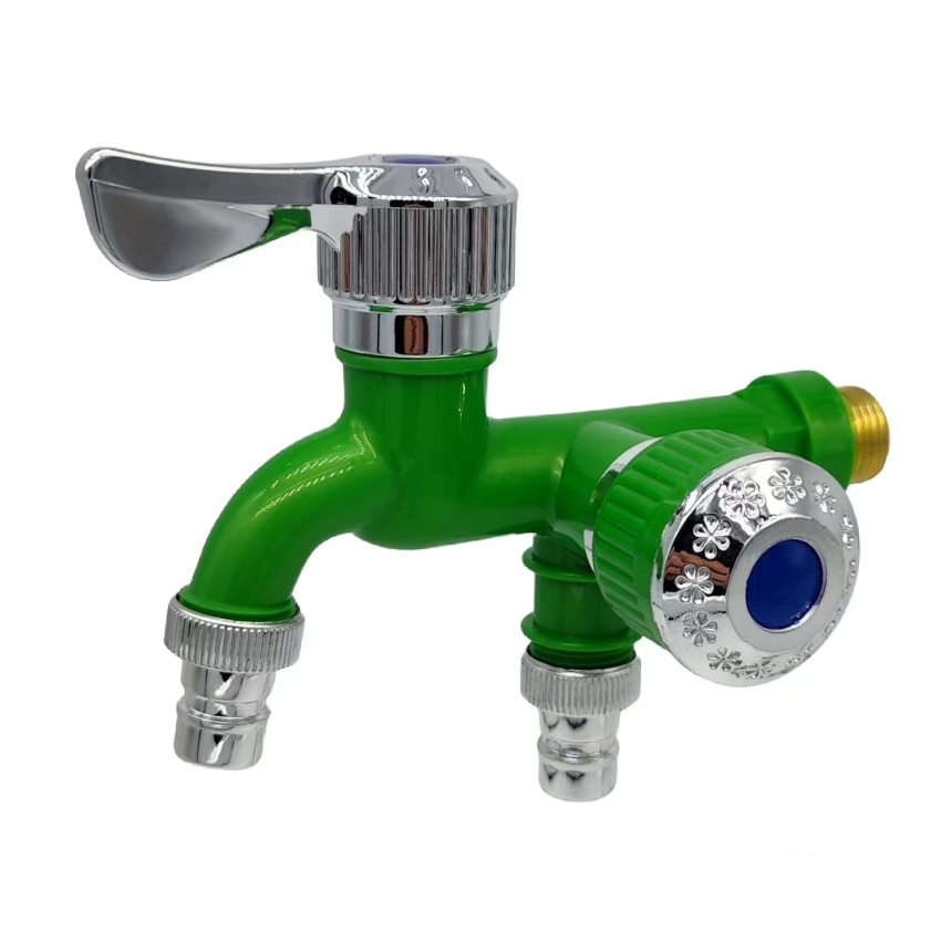 Dual Control Faucet Double Outlet Water Tap 1/2" Universal Interface Connector Home Bathroom Hose Irrigation Fitting