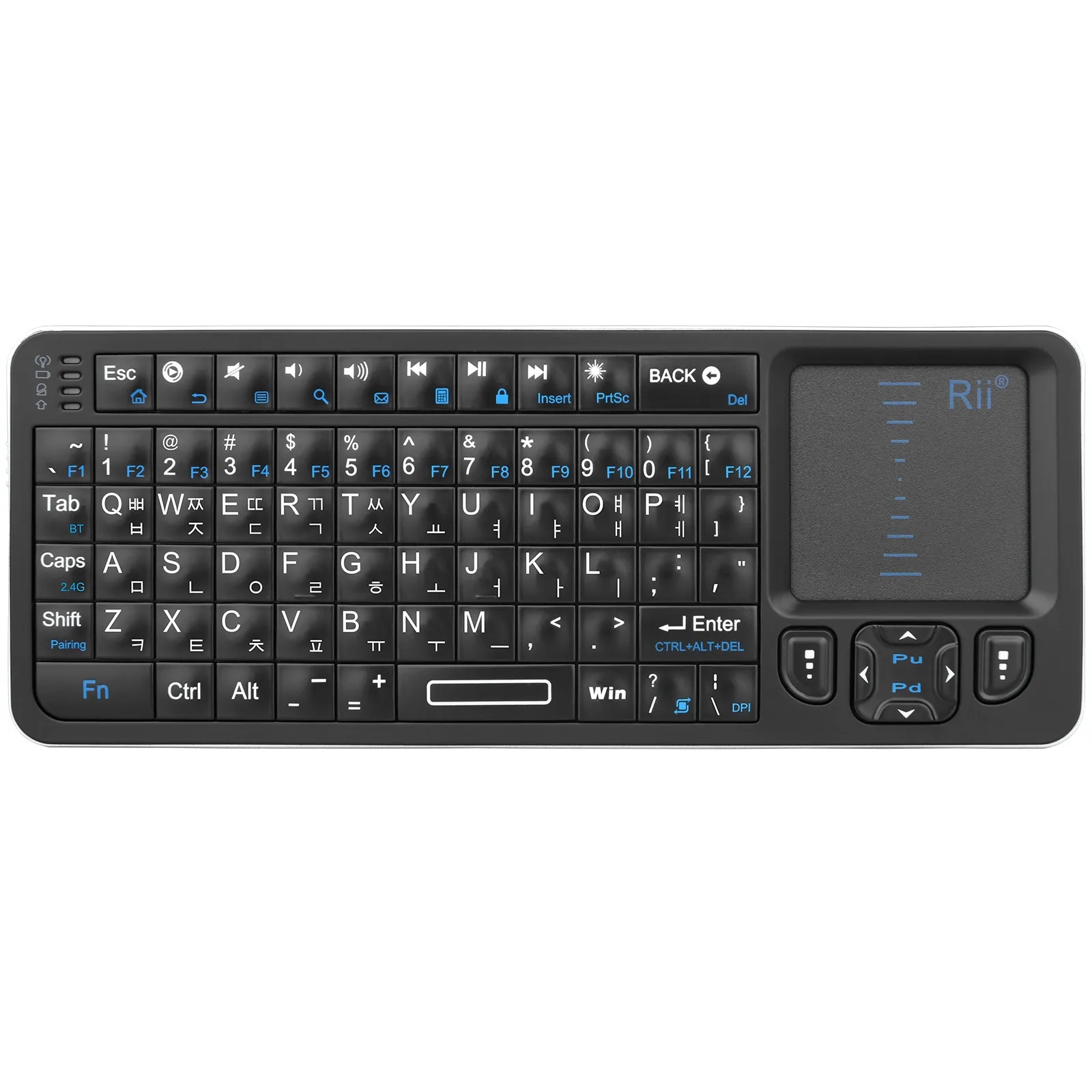 Rii K06 Mini Bluetooth Keyboard,Backlit 2.4Ghz Wireless Keyboard With IR Learning Touchpad Andro TV Box， Mac, Laptop, Windows
