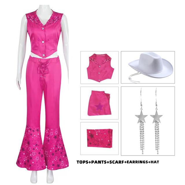 Kids Cowgirl Outfits 70s 80s Hippie Disco Costume Girls Pink Flare Pant  Halloween Cosplay