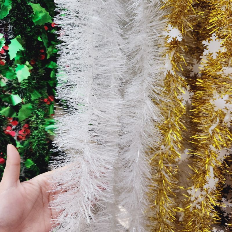 DÂY THÔNG CHỒN 9CM, 12CM, 15CM DÀI 2M TRANG TRÍ NOEL