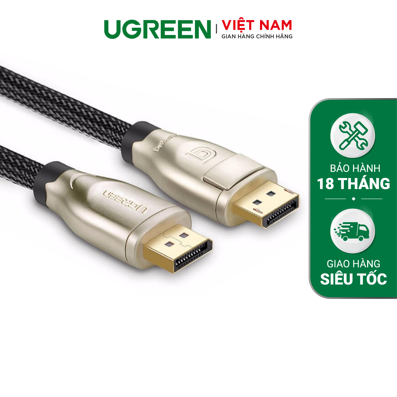 Dây DisplayPort 1.2 UGREEN DP107 - Hàng phân phối chính hãng - Bảo hành 18 tháng 1 đổi 1