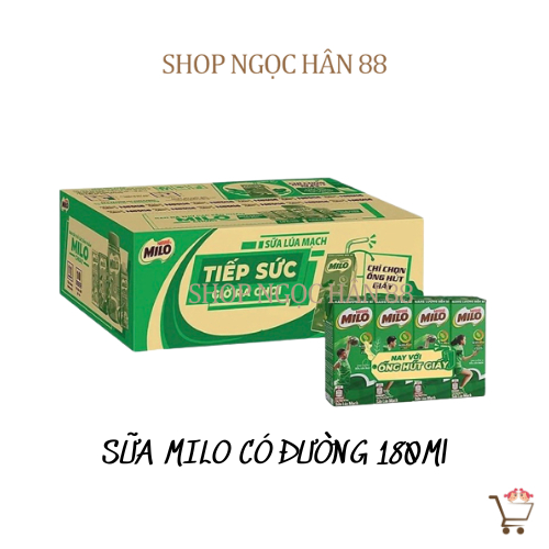 Combo 2 Lốc Sữa Lúa Mạch MiLo Nestle Có Đường (8 hộp x 180ml)