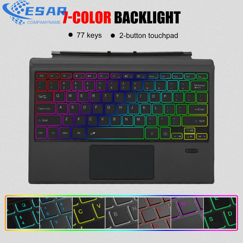 Ft-1089d Wireless Bluetooth-compatible Keyboard With Touchpad Backlit Compatible For Microsoft Surface Pro 3 4 5 6 7