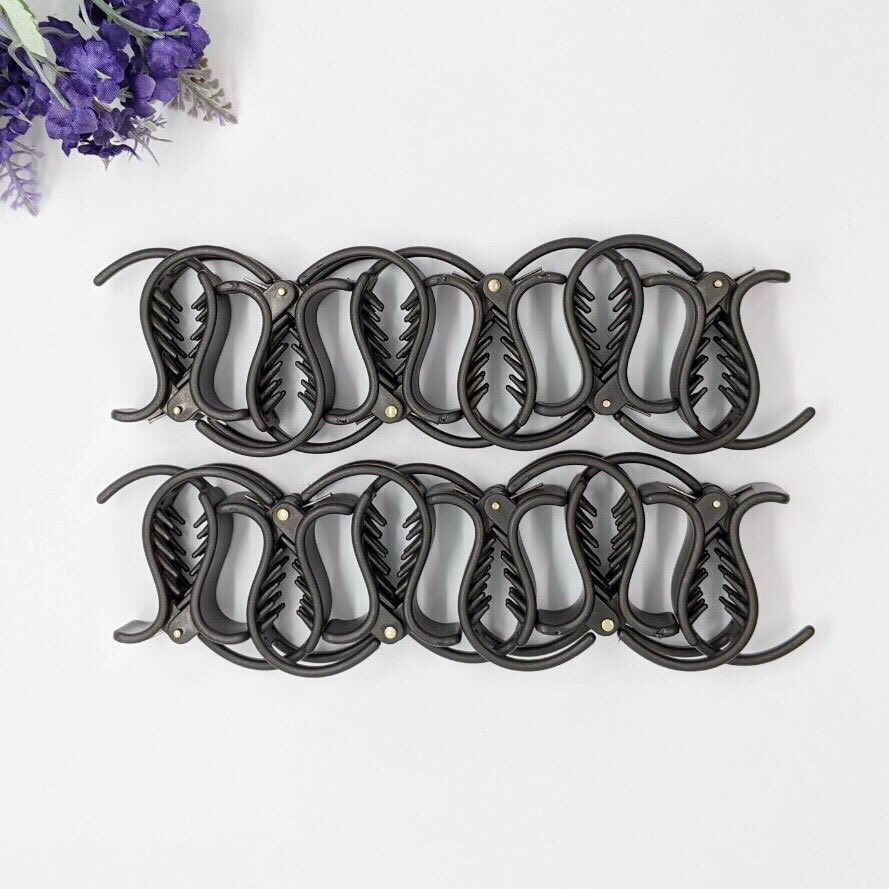 Set 12 kẹp càng cua đen nhám, kẹp tóc càng cua [ Nhựa Dẻo Không Gãy ]