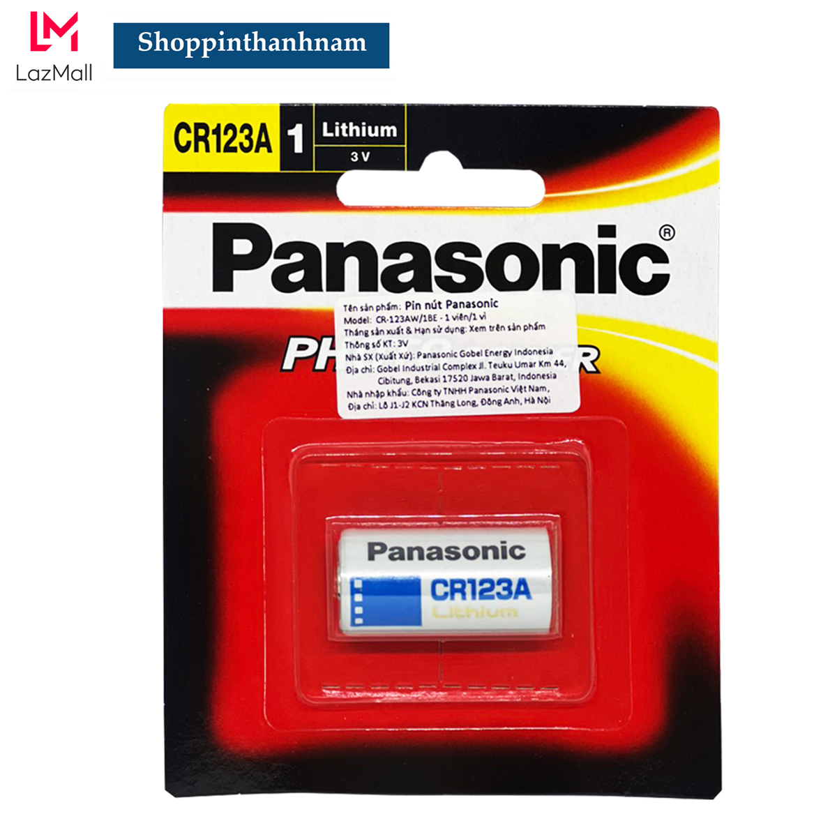 Pin CR123A Panasonic lithium 3V chính hãng