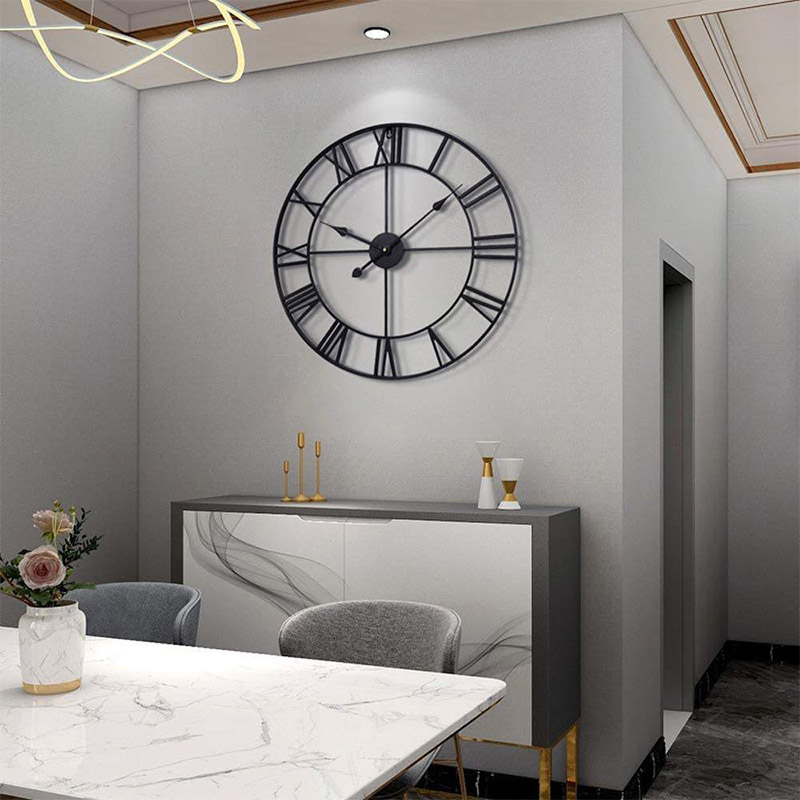 HANGDIAN  【Miễn Phí Vận Chuyển】Đồng hồ treo tường, đồng hồ đơn giản, đồng hồ cổ, đồng hồ treo tường trang trí, Đồng hồ treo tường đồng hồ treo tường bằng sắt tròn