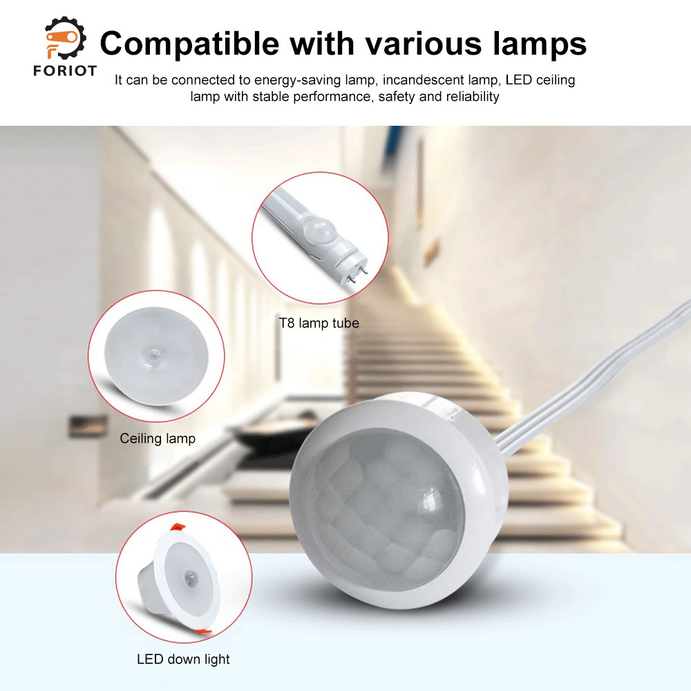 Foriot 4-12V cảm biến chuyển động PIR 4-7m chuyển đổi cảm biến hồng ngoại Cảm ứng cơ thể con người Bộ chuyển mạch Bộ dò cảm biến cho công tắc đèn LED