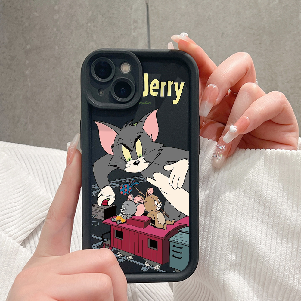 For Infinix Smart 9 Hot 50i Back Cover Cartoon Tom Jerry Pattern Mobile Cover Soft Square Ladder Silicone Phone Case. 