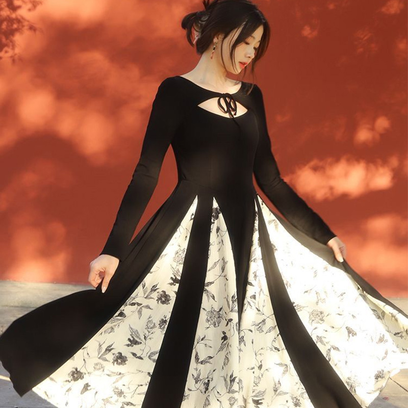 Guima New Chinese style improved cheongsam dress with printed retro temperament dress