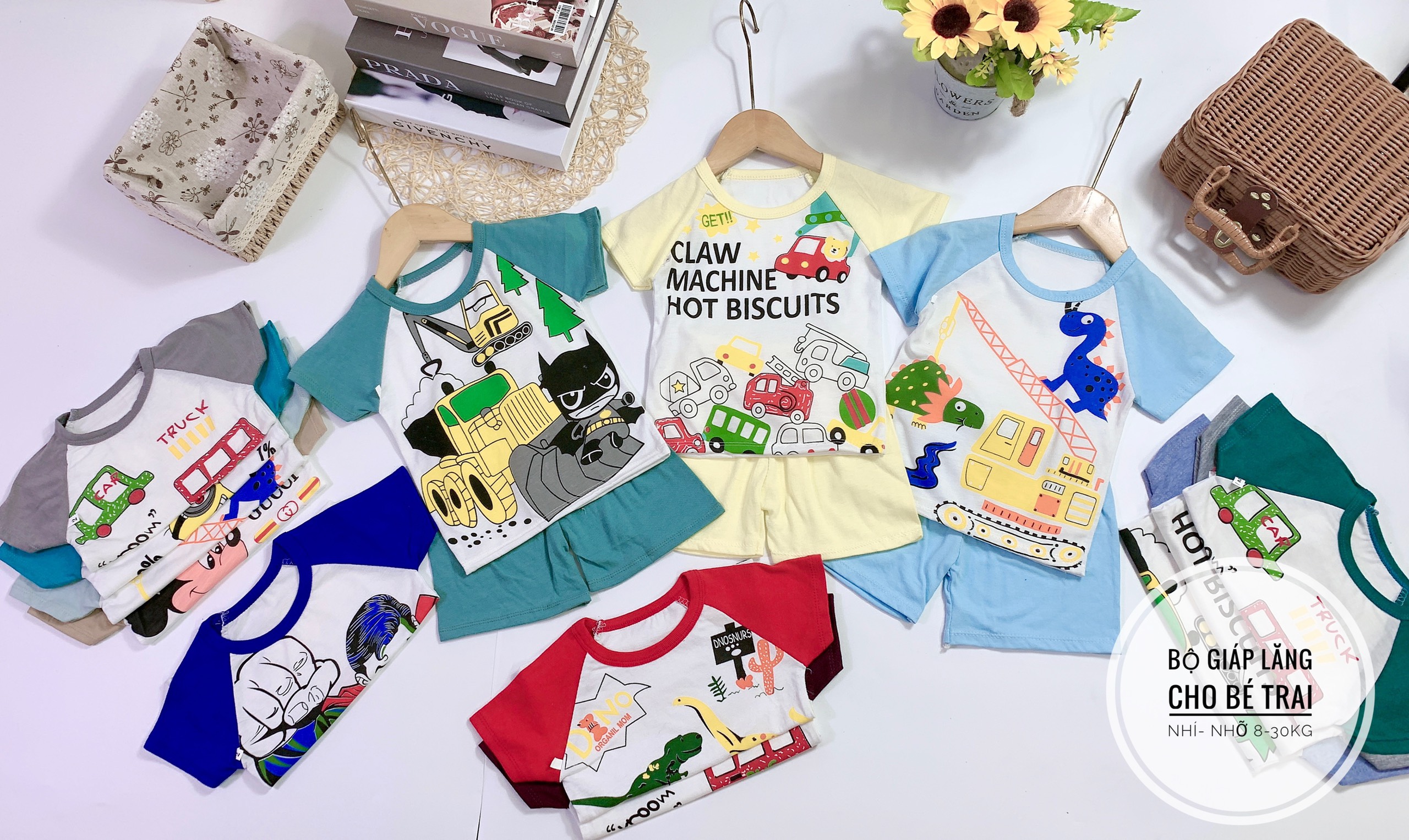 Combo 10 Bộ thun COTTON bé trai 5 đến 30kg