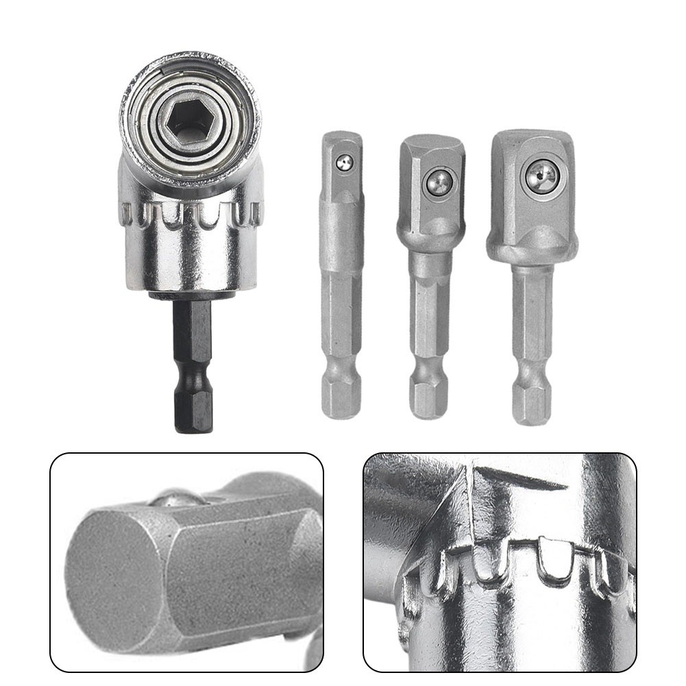 4pcs Socket Adapter With 105 Degree Corner Hex Shank Drill Bits Extension Rod